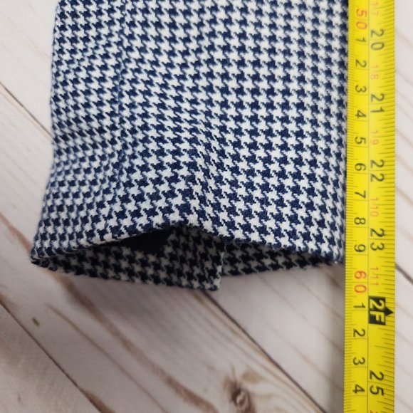 Halston Heritage Vintage Blue & White Houndstooth Blazer Jacket Size 8 - Picture 4 of 6